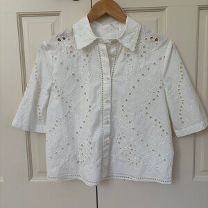 Zara short-sleeve eyelet blouse (XS)